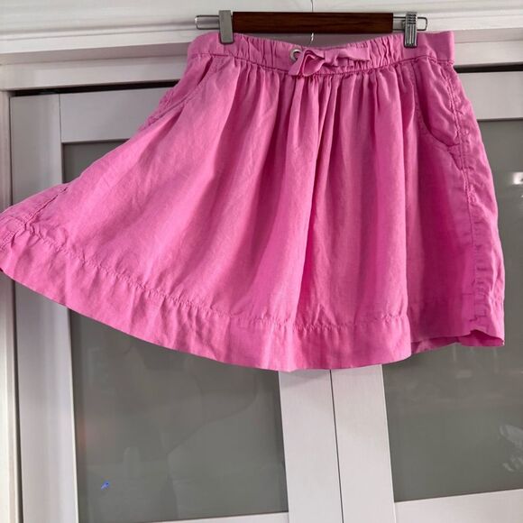 J Crew Linen Vibrant Pink Full Skirt with Drawstring and Pockets Sz 8 - Picture 3 of 7